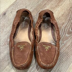 Prada Women's Tan Leather Loafers